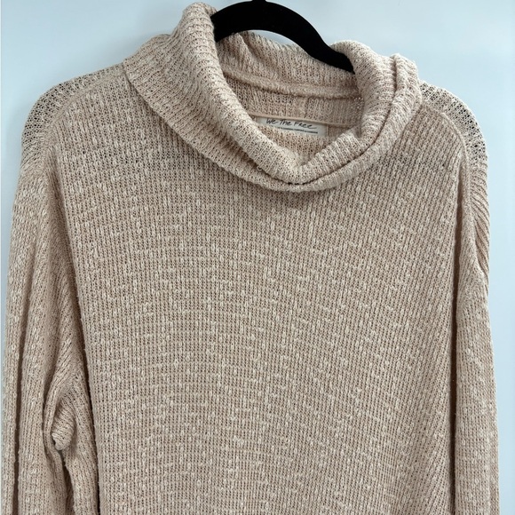 FREE PEOPLE Tommy Turtleneck Sweater Womens Peach Long Sleeve Nubby Knit large - Picture 4 of 16